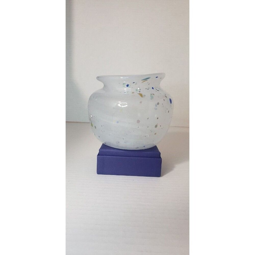 Lovely Hand Blown Speckled  Art Glass Vase